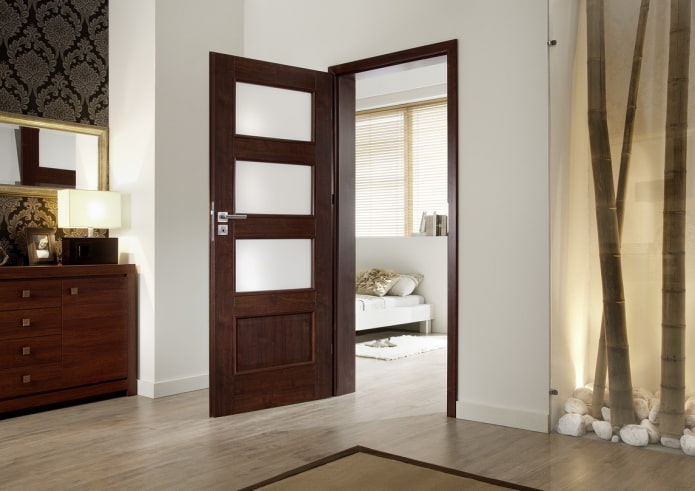 wenge-colored doors with glass inserts in the interior wenge-colored doors with glass inserts in the interior