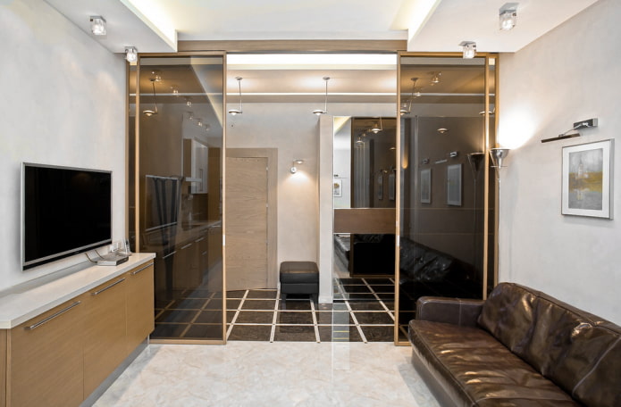 compartment doors in the partition in the interior