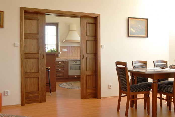 compartment doors made of wood in the interior