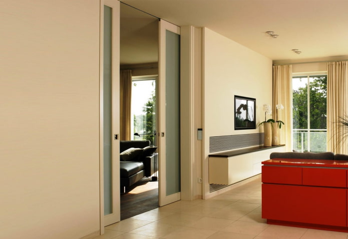 compartment doors in the wall in the interior