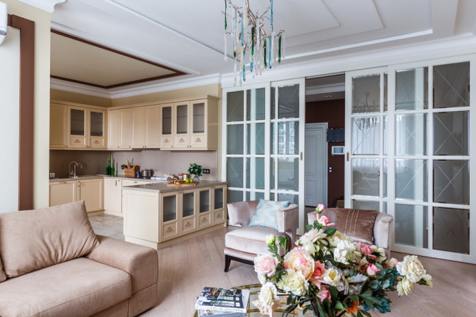 compartment doors in the partition in the interior