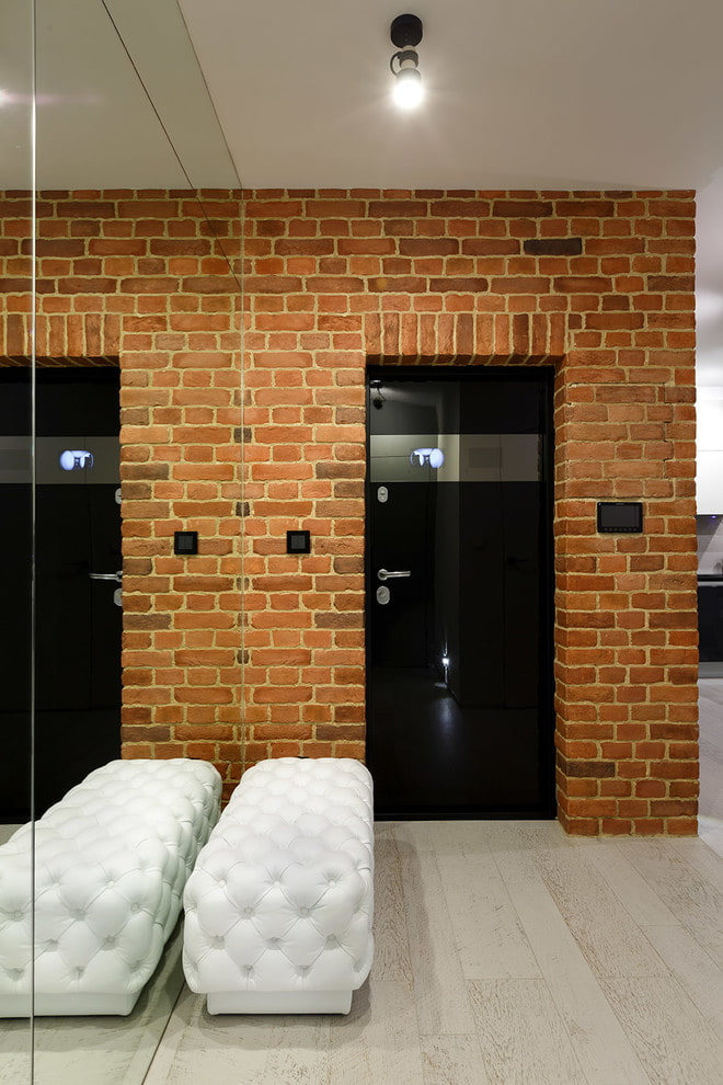 door decoration with decorative bricks in the interior door decoration with decorative bricks in the interior