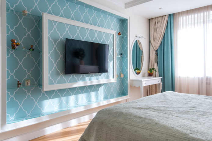 niche with wallpaper in the interior of the bedroom niche with wallpaper in the interior of the bedroom