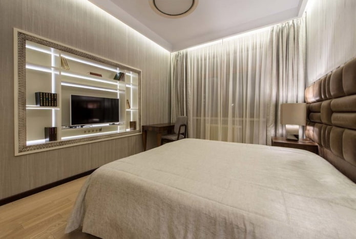 illuminated niche in the interior of the bedroom illuminated niche in the interior of the bedroom