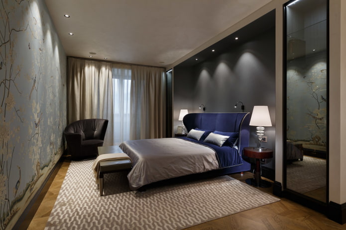 illuminated niche in the interior of the bedroom illuminated niche in the interior of the bedroom