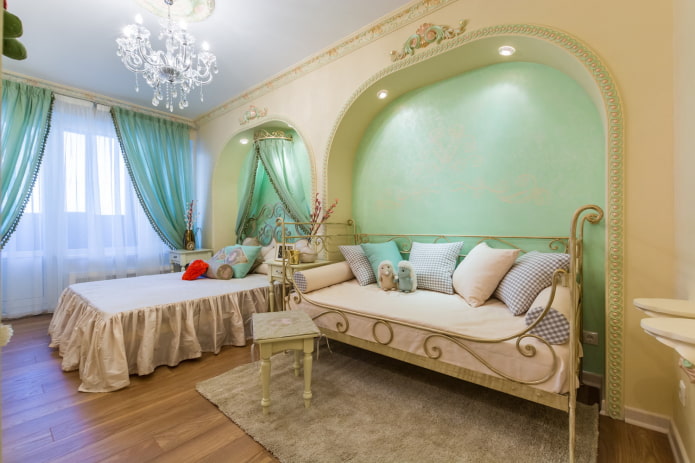 niche with decorative plaster in the interior of the nursery niche with decorative plaster in the interior of the nursery