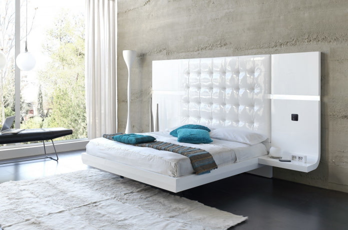 white bed with floating effect white bed with floating effect