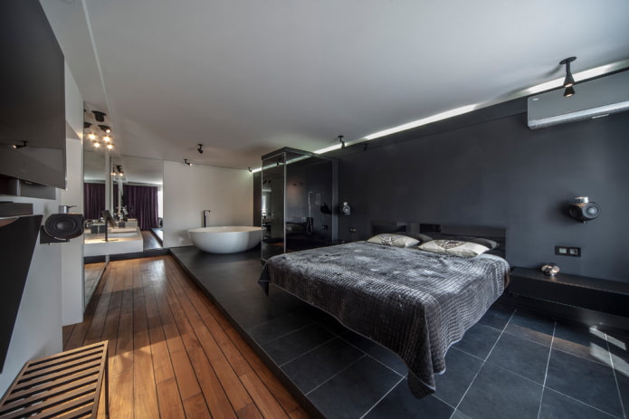 black bed with floating effect black bed with floating effect