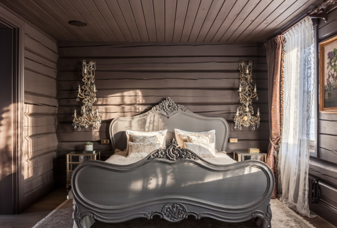 wooden bed with carved headboards in the interior wooden bed with carved headboards in the interior