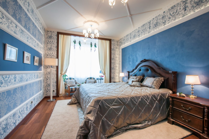 wooden bed with a soft headboard in the interior wooden bed with a soft headboard in the interior