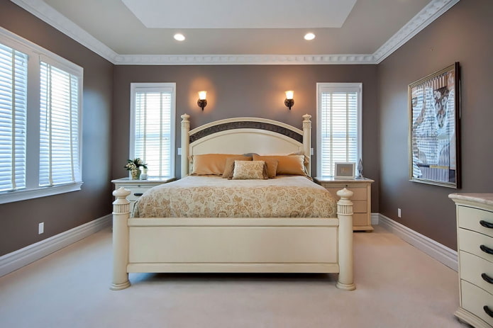beige wooden bed in the interior beige wooden bed in the interior