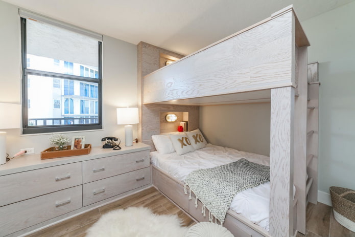 bunk wooden bed in the interior bunk wooden bed in the interior