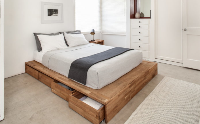 wooden bed with drawers in the interior wooden bed with drawers in the interior