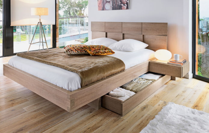 wooden bed with drawers in the interior wooden bed with drawers in the interior