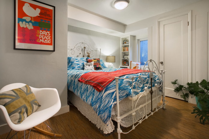 wrought-iron semi-double bed in the interior