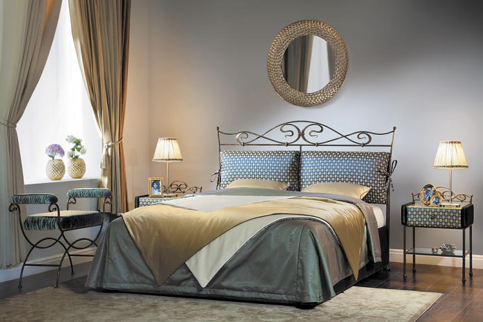 bed with a soft headboard in the interior