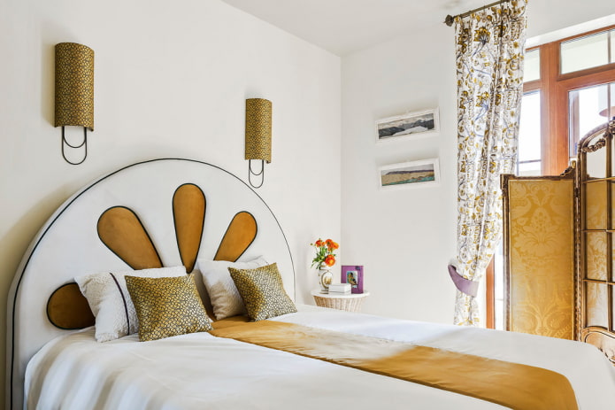 bed with a round headboard in the interior bed with a round headboard in the interior