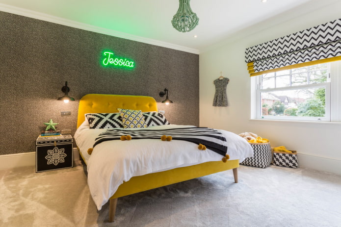 bed with a soft back in a teenager's room bed with a soft back in a teenager's room