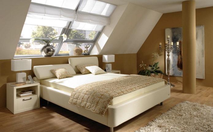 bed with an inclined headboard in the interior bed with an inclined headboard in the interior