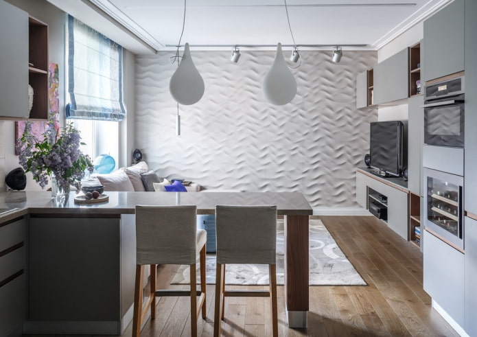 straight bar counter in the living room interior