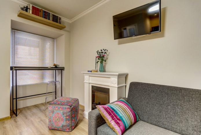 bar counter by the window in the interior of the hall