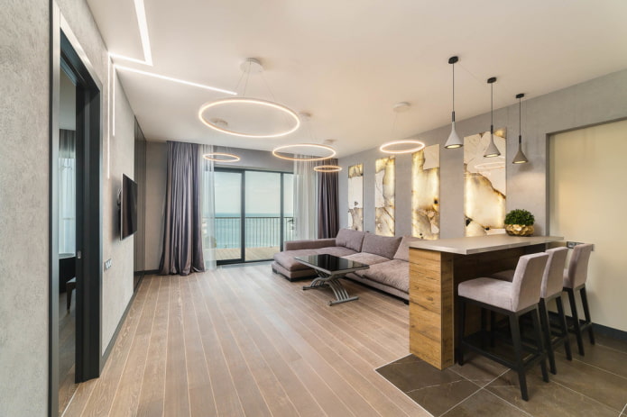 bar counter in the hall in a modern style