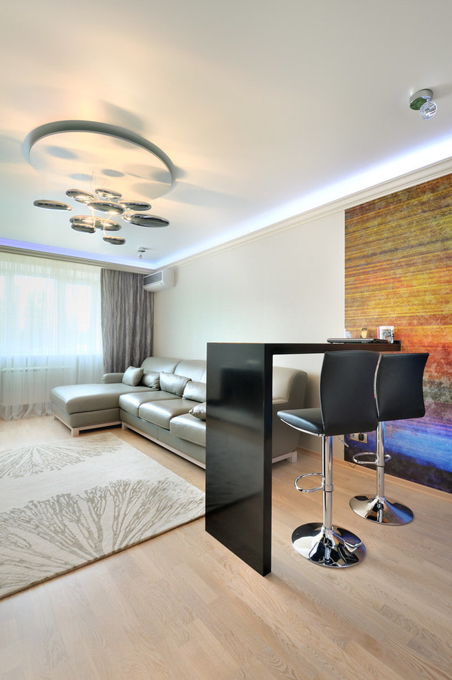 black bar counter in the interior of the living room