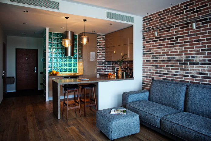 bar counter in a loft-style hall