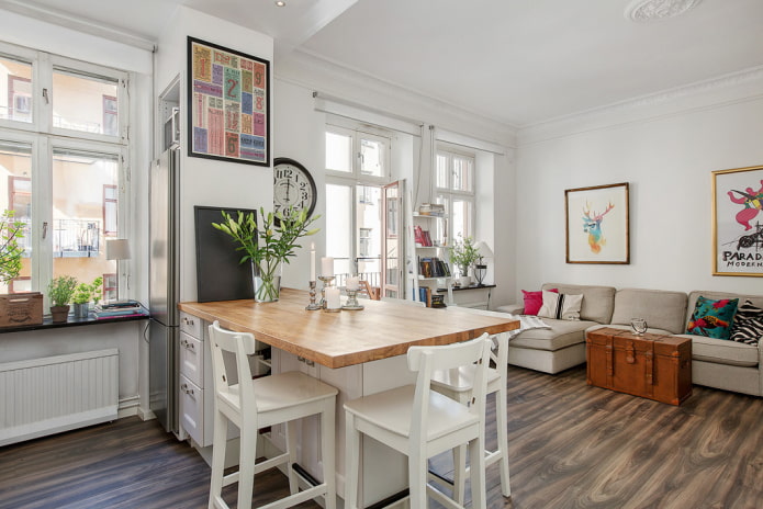 bar counter in the Scandinavian-style hall