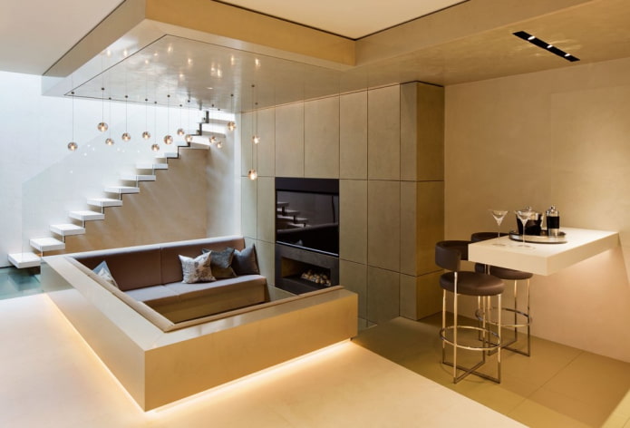 folding bar counter in the living room interior