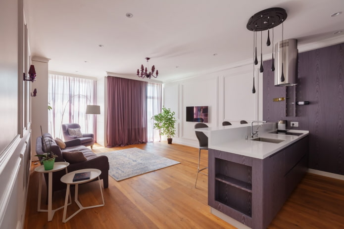 two-level bar counter in the interior of the living room