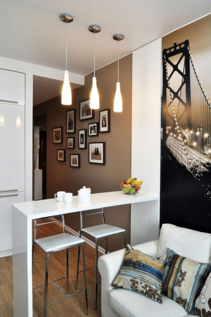 white bar counter in the interior of the living room