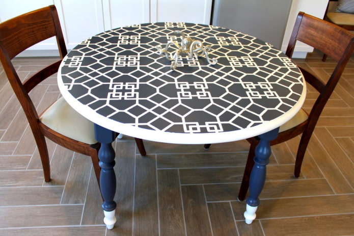 table with tiles in the interior of the kitchen table with tiles in the interior of the kitchen