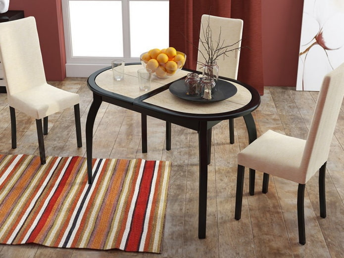 table with tiles in the interior of the kitchen table with tiles in the interior of the kitchen