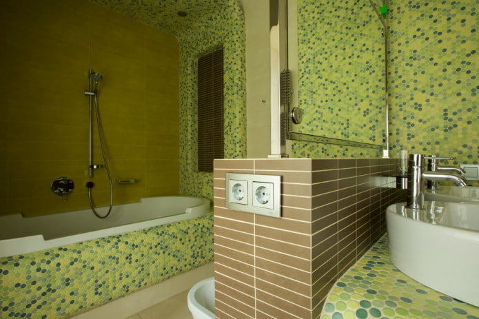 round mosaic in the interior of the bathroom round mosaic in the interior of the bathroom