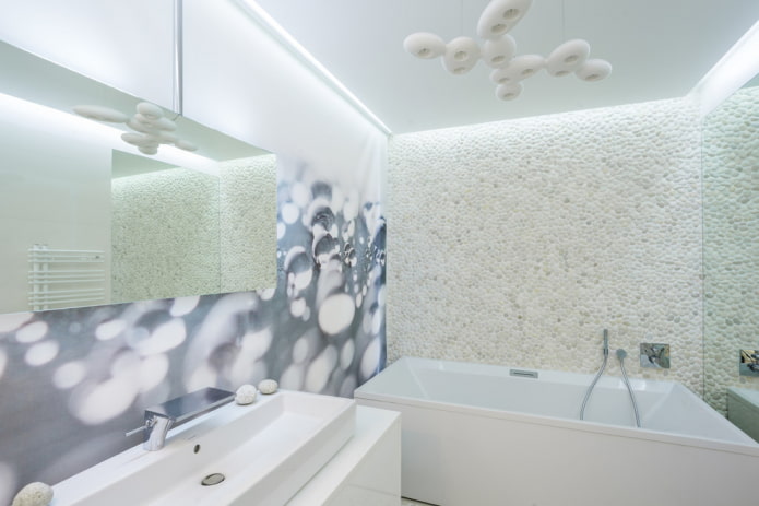 pebbles on the wall in the bathroom interior pebbles on the wall in the bathroom interior