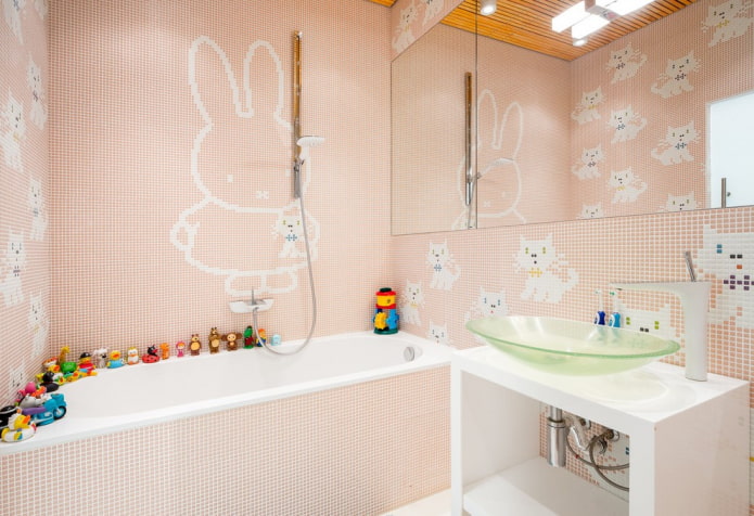 mosaic on the walls in the bathroom interior mosaic on the walls in the bathroom interior