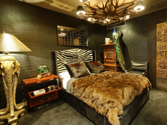 bed with a fur bed in the interior