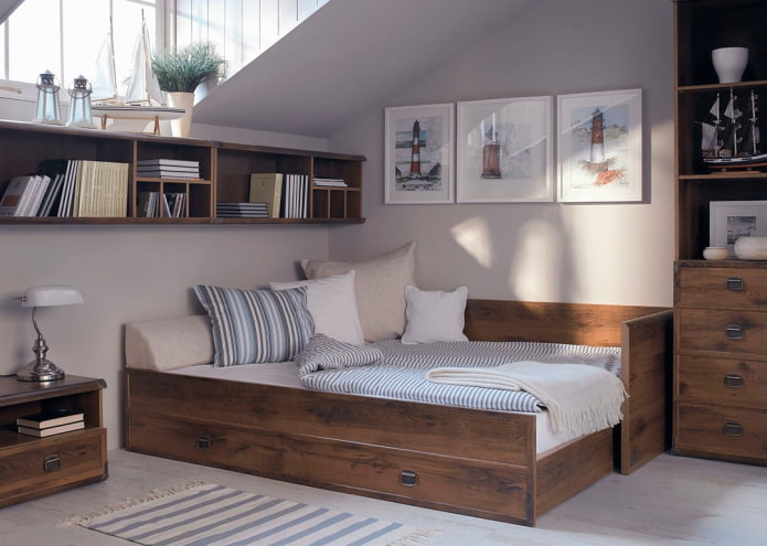 double bed-couch in the interior