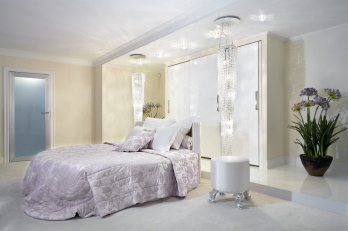 double oval bed in the interior