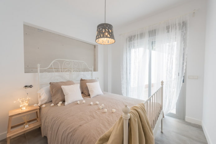 double rectangular bed in the interior