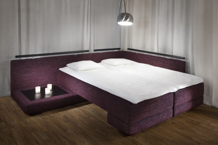 double corner bed in the interior