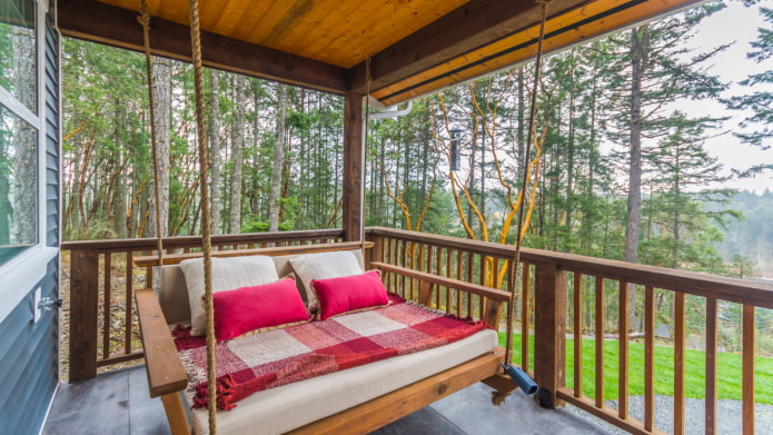 hanging bed on the veranda
