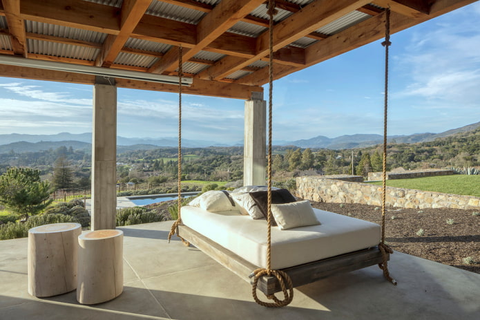 hanging bed on the terrace