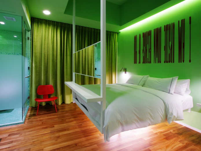 hanging bed in the bedroom