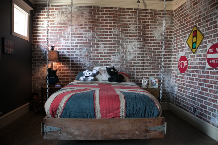 bed on chains in the interior