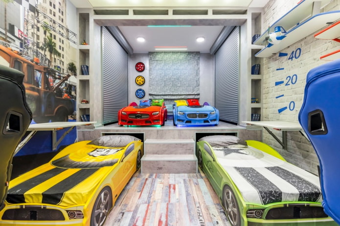 bed in the nursery for four children