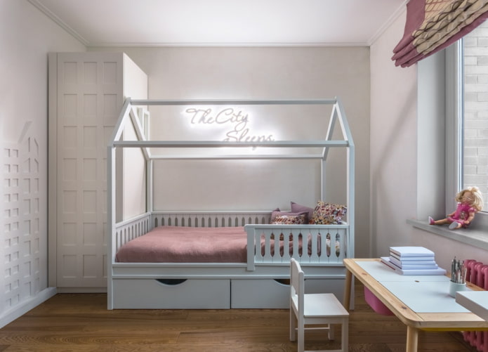 bed in the interior of the nursery
