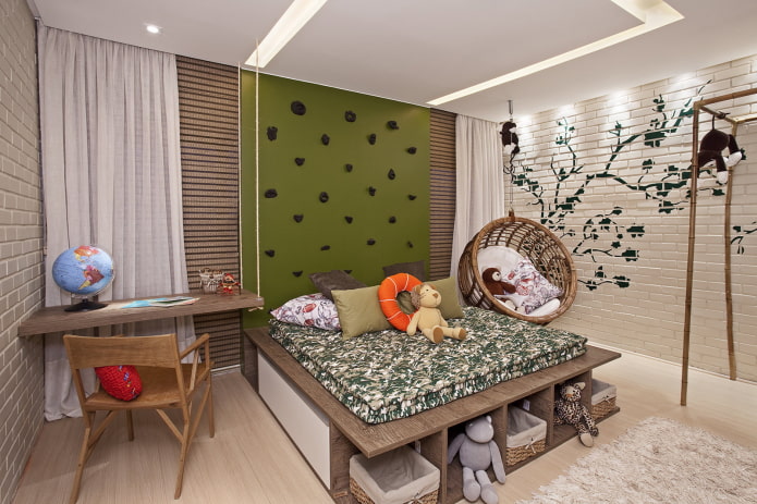 podium bed in the interior of the nursery