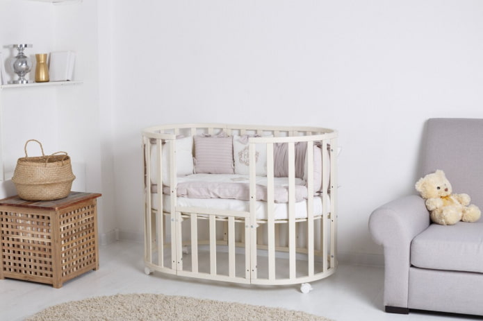 oval bed in the interior of the nursery